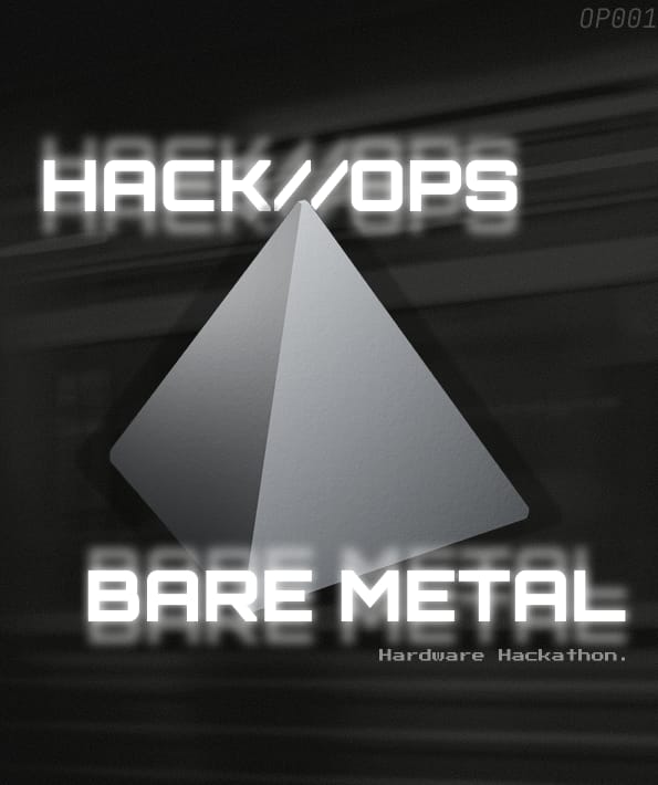 op001 bare metal poster: chrome pyramid on black